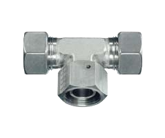 Šroubení T-kus, stavitelné s kuželem 24°a O-kroužkem